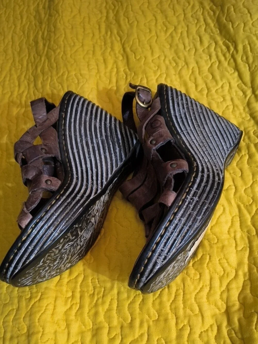 Born Brown Leather Slip-On Sandal with Contrast Stitching